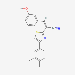 molecular formula C21H18N2OS B2759776 (Z)-2-(4-(3,4-dimethylphenyl)thiazol-2-yl)-3-(3-methoxyphenyl)acrylonitrile CAS No. 476669-00-8