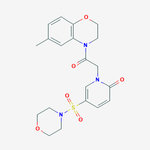 molecular formula C20H23N3O6S B2759778 1-[2-(6-methyl-3,4-dihydro-2H-1,4-benzoxazin-4-yl)-2-oxoethyl]-5-(morpholine-4-sulfonyl)-1,2-dihydropyridin-2-one CAS No. 1358472-48-6