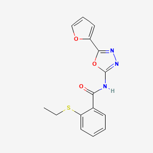 molecular formula C15H13N3O3S B2759779 2-(ethylsulfanyl)-N-[5-(furan-2-yl)-1,3,4-oxadiazol-2-yl]benzamide CAS No. 886917-08-4