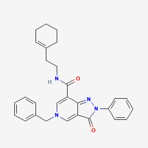 molecular formula C28H28N4O2 B2759783 5-benzyl-N-(2-(cyclohex-1-en-1-yl)ethyl)-3-oxo-2-phenyl-3,5-dihydro-2H-pyrazolo[4,3-c]pyridine-7-carboxamide CAS No. 923107-07-7