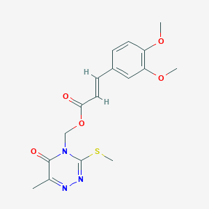 (6-methyl-3-methylsulfanyl-5-oxo-1,2,4-triazin-4-yl)methyl (E)-3-(3,4-dimethoxyphenyl)prop-2-enoate