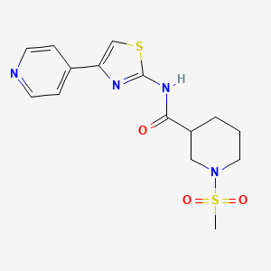 molecular formula C15H18N4O3S2 B2759804 1-(methylsulfonyl)-N-(4-(pyridin-4-yl)thiazol-2-yl)piperidine-3-carboxamide CAS No. 1058189-01-7