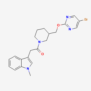 molecular formula C21H23BrN4O2 B2759828 1-[3-[(5-Bromopyrimidin-2-yl)oxymethyl]piperidin-1-yl]-2-(1-methylindol-3-yl)ethanone CAS No. 2380009-50-5