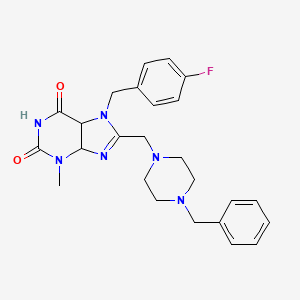 molecular formula C25H27FN6O2 B2759834 8-[(4-benzylpiperazin-1-yl)methyl]-7-[(4-fluorophenyl)methyl]-3-methyl-2,3,6,7-tetrahydro-1H-purine-2,6-dione CAS No. 847408-15-5