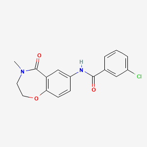molecular formula C17H15ClN2O3 B2759853 3-chloro-N-(4-methyl-5-oxo-2,3,4,5-tetrahydrobenzo[f][1,4]oxazepin-7-yl)benzamide CAS No. 922000-83-7