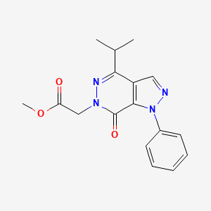 molecular formula C17H18N4O3 B2759855 methyl 2-(4-isopropyl-7-oxo-1-phenyl-1H-pyrazolo[3,4-d]pyridazin-6(7H)-yl)acetate CAS No. 946332-15-6