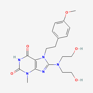 molecular formula C19H25N5O5 B2759857 8-(bis(2-hydroxyethyl)amino)-7-(4-methoxyphenethyl)-3-methyl-1H-purine-2,6(3H,7H)-dione CAS No. 1105245-00-8
