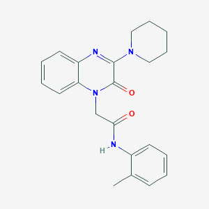 molecular formula C22H24N4O2 B2759900 N-(2-methylphenyl)-2-[2-oxo-3-(piperidin-1-yl)-1,2-dihydroquinoxalin-1-yl]acetamide CAS No. 1029734-65-3