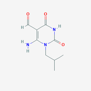 molecular formula C9H13N3O3 B2759907 6-Amino-1-(2-methylpropyl)-2,4-dioxopyrimidine-5-carbaldehyde CAS No. 554426-67-4