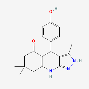 B2759909 4-(4-hydroxyphenyl)-3,7,7-trimethyl-2,4,6,7,8,9-hexahydro-5H-pyrazolo[3,4-b]quinolin-5-one CAS No. 865658-73-7