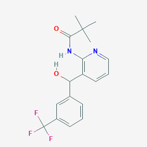 molecular formula C18H19F3N2O2 B2759910 N-(3-{hydroxy[3-(trifluoromethyl)phenyl]methyl}-2-pyridinyl)-2,2-dimethylpropanamide CAS No. 866038-90-6