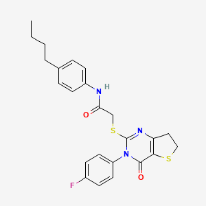 molecular formula C24H24FN3O2S2 B2759912 N-(4-butylphenyl)-2-{[3-(4-fluorophenyl)-4-oxo-3H,4H,6H,7H-thieno[3,2-d]pyrimidin-2-yl]sulfanyl}acetamide CAS No. 687561-66-6