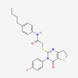 molecular formula C24H24FN3O2S2 B2759912 N-(4-butylphenyl)-2-[[3-(4-fluorophenyl)-4-oxo-6,7-dihydrothieno[3,2-d]pyrimidin-2-yl]sulfanyl]acetamide CAS No. 687561-66-6