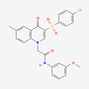 molecular formula C25H21ClN2O5S B2759913 2-[3-(4-chlorophenyl)sulfonyl-6-methyl-4-oxoquinolin-1-yl]-N-(3-methoxyphenyl)acetamide CAS No. 866591-27-7