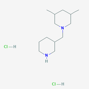 molecular formula C13H28Cl2N2 B2759916 3,5-Dimethyl-1-(piperidin-3-ylmethyl)piperidine;dihydrochloride CAS No. 2470440-41-4