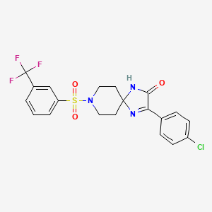 molecular formula C20H17ClF3N3O3S B2759923 3-(4-chlorophenyl)-8-[3-(trifluoromethyl)benzenesulfonyl]-1,4,8-triazaspiro[4.5]dec-3-en-2-one CAS No. 1189937-79-8