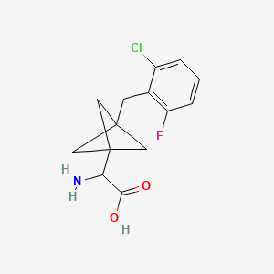 molecular formula C14H15ClFNO2 B2759925 2-Amino-2-[3-[(2-chloro-6-fluorophenyl)methyl]-1-bicyclo[1.1.1]pentanyl]acetic acid CAS No. 2287266-92-4