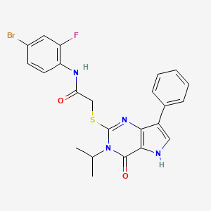 molecular formula C23H20BrFN4O2S B2759937 N-(4-bromo-2-fluorophenyl)-2-((3-isopropyl-4-oxo-7-phenyl-4,5-dihydro-3H-pyrrolo[3,2-d]pyrimidin-2-yl)thio)acetamide CAS No. 2034573-93-6