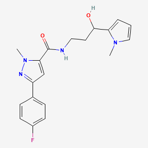 3-(4-fluorophenyl)-N-(3-hydroxy-3-(1-methyl-1H-pyrrol-2-yl)propyl)-1-methyl-1H-pyrazole-5-carboxamide