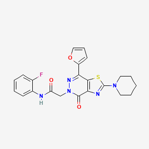 molecular formula C22H20FN5O3S B2759964 N-(2-fluorophenyl)-2-(7-(furan-2-yl)-4-oxo-2-(piperidin-1-yl)thiazolo[4,5-d]pyridazin-5(4H)-yl)acetamide CAS No. 1105241-34-6