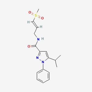 molecular formula C17H21N3O3S B2759966 N-[(E)-3-Methylsulfonylprop-2-enyl]-1-phenyl-5-propan-2-ylpyrazole-3-carboxamide CAS No. 2305573-48-0