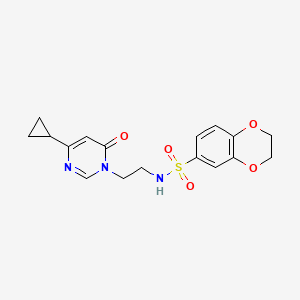 molecular formula C17H19N3O5S B2759975 N-[2-(4-cyclopropyl-6-oxo-1,6-dihydropyrimidin-1-yl)ethyl]-2,3-dihydro-1,4-benzodioxine-6-sulfonamide CAS No. 2097872-56-3