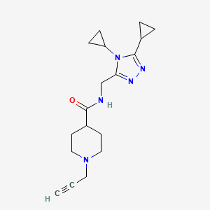 molecular formula C18H25N5O B2759980 N-[(4,5-Dicyclopropyl-1,2,4-triazol-3-yl)methyl]-1-prop-2-ynylpiperidine-4-carboxamide CAS No. 1645434-35-0