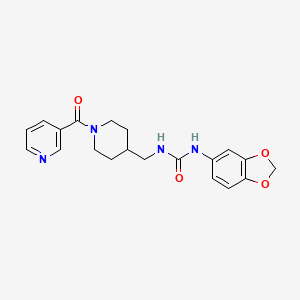 molecular formula C20H22N4O4 B2759983 1-(Benzo[d][1,3]dioxol-5-yl)-3-((1-nicotinoylpiperidin-4-yl)methyl)urea CAS No. 1396801-15-2