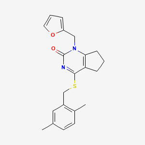4-[(2,5-dimethylphenyl)methylsulfanyl]-1-(furan-2-ylmethyl)-6,7-dihydro-5H-cyclopenta[d]pyrimidin-2-one