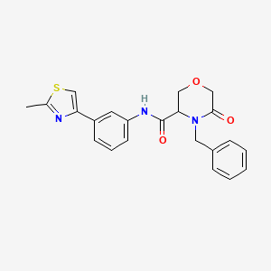molecular formula C22H21N3O3S B2759994 4-苄基-N-(3-(2-甲基噻唑-4-基)苯基)-5-氧代吗啉-3-羧酰胺 CAS No. 1351581-18-4