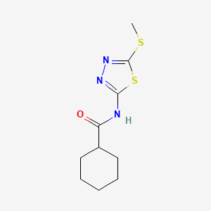 molecular formula C10H15N3OS2 B2759995 N-(5-(methylthio)-1,3,4-thiadiazol-2-yl)cyclohexanecarboxamide 