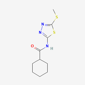 molecular formula C10H15N3OS2 B2759995 N-(5-(methylthio)-1,3,4-thiadiazol-2-yl)cyclohexanecarboxamide CAS No. 393565-62-3