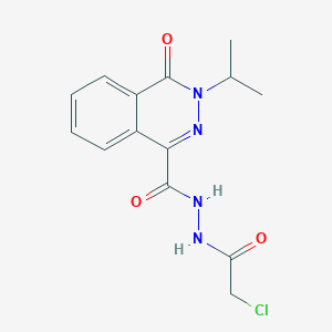 molecular formula C14H15ClN4O3 B2760010 N'-(2-Chloroacetyl)-4-oxo-3-propan-2-ylphthalazine-1-carbohydrazide CAS No. 2411276-08-7