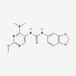 molecular formula C15H17N5O4 B2760014 1-(Benzo[d][1,3]dioxol-5-yl)-3-(4-(dimethylamino)-2-methoxypyrimidin-5-yl)urea CAS No. 1797224-77-1