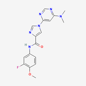 molecular formula C17H17FN6O2 B2760019 1-[6-(dimethylamino)pyrimidin-4-yl]-N-(3-fluoro-4-methoxyphenyl)-1H-imidazole-4-carboxamide CAS No. 1251576-33-6