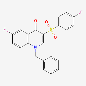 molecular formula C22H15F2NO3S B2760020 1-Benzyl-6-fluoro-3-(4-fluorobenzenesulfonyl)-1,4-dihydroquinolin-4-one CAS No. 866809-91-8