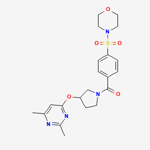 molecular formula C21H26N4O5S B2760022 4-(4-{3-[(2,6-Dimethylpyrimidin-4-yl)oxy]pyrrolidine-1-carbonyl}benzenesulfonyl)morpholine CAS No. 2097860-32-5