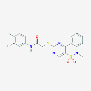 N-(3-fluoro-4-methylphenyl)-2-((6-methyl-5,5-dioxido-6H-benzo[c]pyrimido[4,5-e][1,2]thiazin-2-yl)thio)acetamide