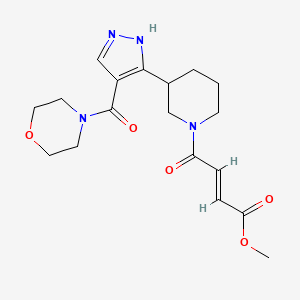 molecular formula C18H24N4O5 B2760029 Methyl (E)-4-[3-[4-(morpholine-4-carbonyl)-1H-pyrazol-5-yl]piperidin-1-yl]-4-oxobut-2-enoate CAS No. 2411332-89-1