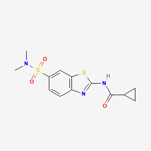 molecular formula C13H15N3O3S2 B2760040 N-[6-(dimethylsulfamoyl)-1,3-benzothiazol-2-yl]cyclopropanecarboxamide CAS No. 923245-35-6