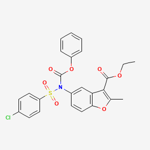 molecular formula C25H20ClNO7S B2760046 ETHYL 2-METHYL-5-[N-(PHENOXYCARBONYL)4-CHLOROBENZENESULFONAMIDO]-1-BENZOFURAN-3-CARBOXYLATE CAS No. 397287-73-9