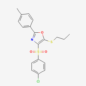 4-((4-Chlorophenyl)sulfonyl)-5-(propylthio)-2-(p-tolyl)oxazole