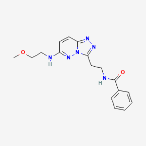 molecular formula C17H20N6O2 B2760076 N-(2-(6-((2-methoxyethyl)amino)-[1,2,4]triazolo[4,3-b]pyridazin-3-yl)ethyl)benzamide CAS No. 894005-38-0