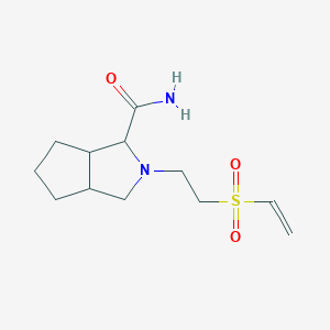molecular formula C12H20N2O3S B2760077 2-(2-Ethenylsulfonylethyl)-3,3a,4,5,6,6a-hexahydro-1H-cyclopenta[c]pyrrole-3-carboxamide CAS No. 2305270-85-1