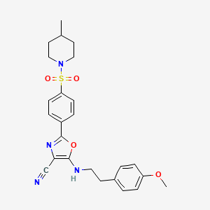 molecular formula C25H28N4O4S B2760078 5-{[2-(4-Methoxyphenyl)ethyl]amino}-2-{4-[(4-methylpiperidin-1-yl)sulfonyl]phenyl}-1,3-oxazole-4-carbonitrile CAS No. 941247-82-1