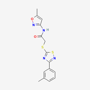 molecular formula C15H14N4O2S2 B2760082 N-(5-methylisoxazol-3-yl)-2-{[3-(3-methylphenyl)-1,2,4-thiadiazol-5-yl]thio}acetamide CAS No. 864918-29-6