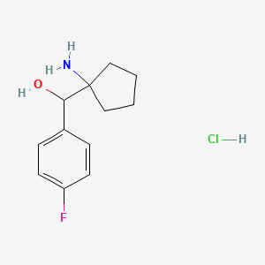 molecular formula C12H17ClFNO B2760083 (1-Aminocyclopentyl)-(4-fluorophenyl)methanol;hydrochloride CAS No. 2309468-00-4