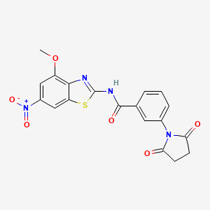 molecular formula C19H14N4O6S B2760090 3-(2,5-二氧代吡咯烷-1-基)-N-(4-甲氧基-6-硝基-1,3-苯并噻唑-2-基)苯甲酰胺 CAS No. 361479-47-2