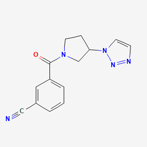 molecular formula C14H13N5O B2760091 3-(3-(1H-1,2,3-triazol-1-yl)pyrrolidine-1-carbonyl)benzonitrile CAS No. 1798537-70-8