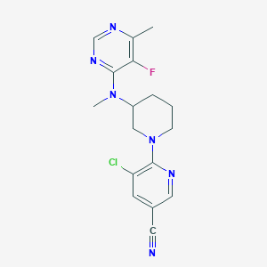 molecular formula C17H18ClFN6 B2760093 5-Chloro-6-[3-[(5-fluoro-6-methylpyrimidin-4-yl)-methylamino]piperidin-1-yl]pyridine-3-carbonitrile CAS No. 2415489-31-3
